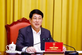 State President Luong Cuong at the working session with representatives from the Presidential Office, the Ministry of Foreign Affairs (Photo: VNA)