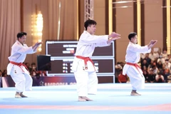 The Vietnamese men's kata team performance won them gold medal in the 32nd SEA Games in 2023. They will work to defend their title at the 33rd Games in Thailand later this year. (Photo: VNA)