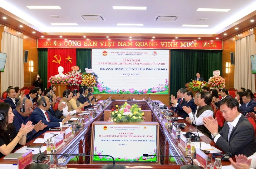 An overview of the ceremony marking the 10th anniversary of the establishment of the Centre for Indian Studies. (Photo: VietnamPlus)