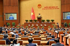 A resolution on the investment policy of the Lao Cai – Hanoi – Hai Phong railway project is approved at the the 15th NA's 9th extraordinary session in Hanoi on February 19. (Photo: VNA)