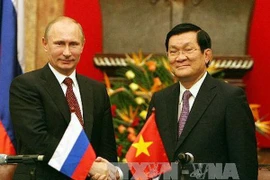 President Truong Tan Sang welcomes Russian President Vladimir Putin (Source: VNA)