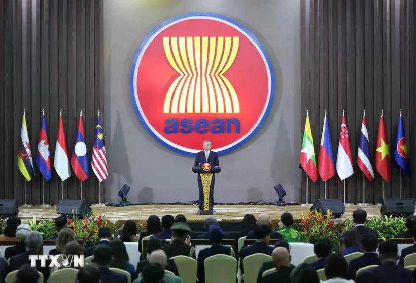 Party General Secretary To Lam delivers a speech at the ceremony marking the 30th anniversary of Vietnam's accession to ASEAN. (Photo: VNA)