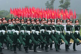 Military parade rehearsal for 50th anniversary of southern liberation